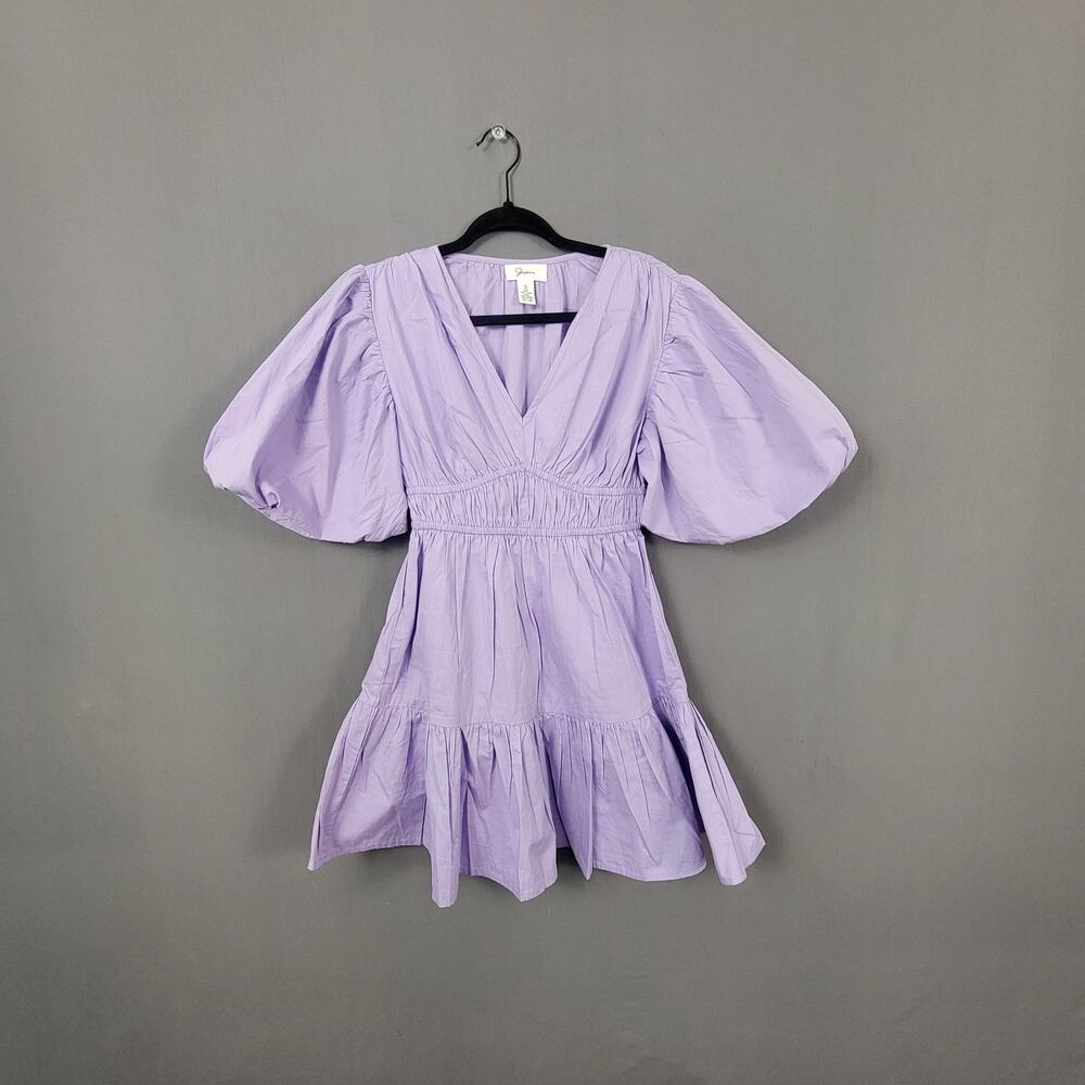 Japna Lilac Puff Sleeve Prairie Babydoll Mini Dress Cottagecore Small